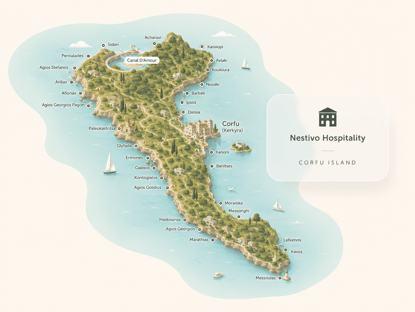Nestivo Hospitality | Properties management company in Corfu Greece | Corvo Villas, Boutique Hotels and Airbnb E-Sales & Reservations