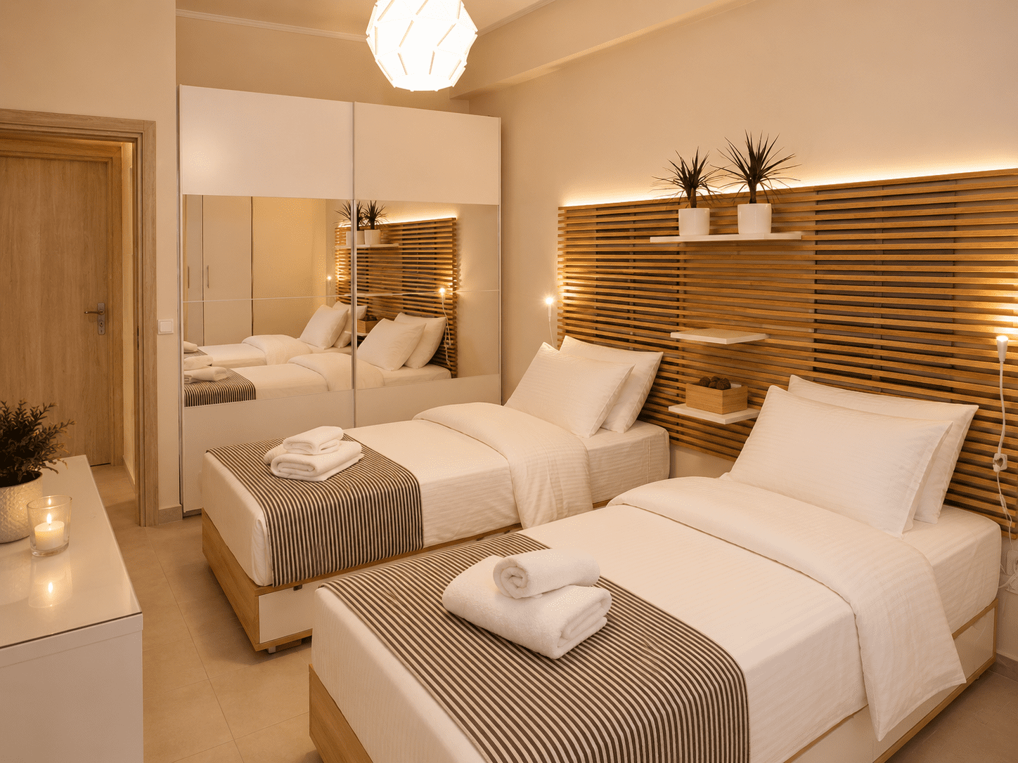 Ammos Elegant Apartment luxury master bedroom and living suite in Corfu Town