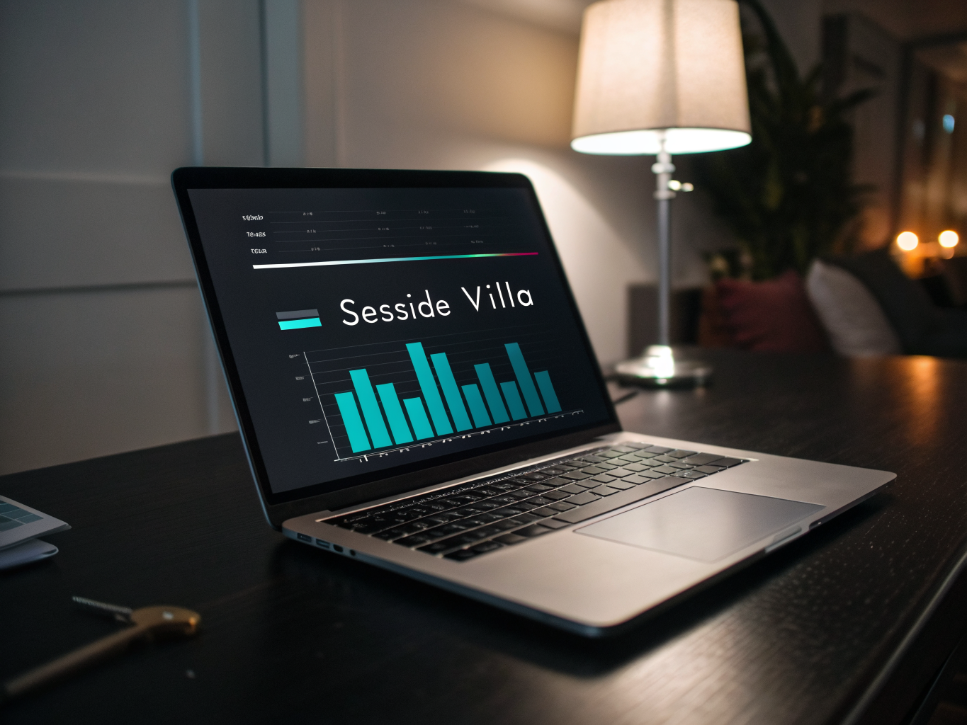 Nestivo Hospitality - Insights 2 Laptop displaying hotel analytics on resort terrace with coffee