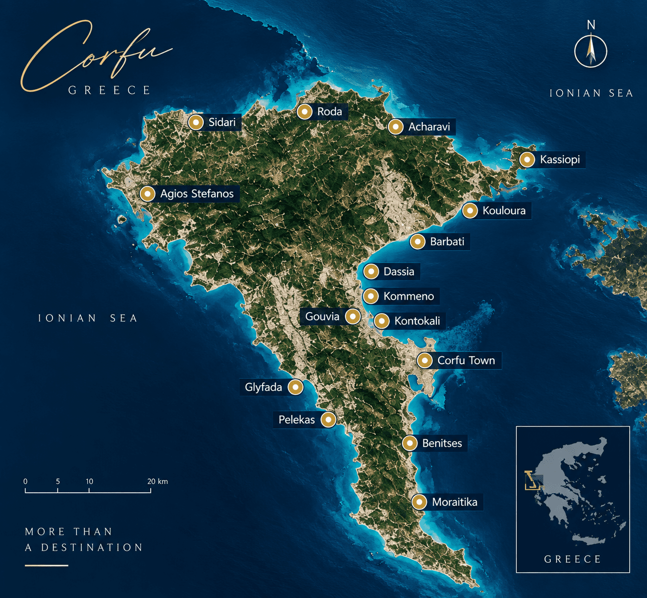 Corfu Island Map with micro-regions